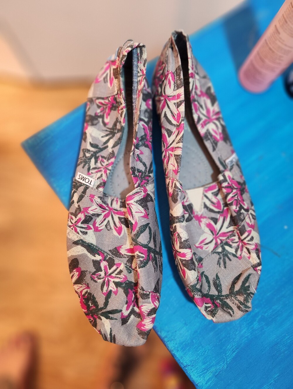 TOMS Floral Slip-On Shoe in Pink & Blue
